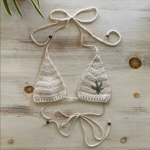 Handcrafted Cream Crochet Bikini Top